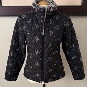 Cabela's Black Quilted Puffer Jacket with Faux Fur Trim